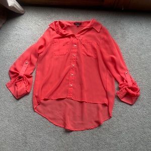 Coral Sheer high-low blouse